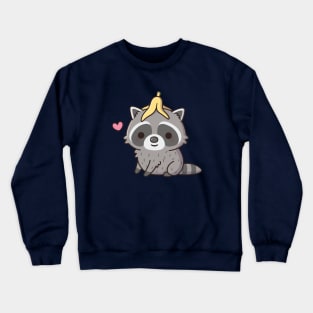 Cute Raccoon With Banana Peel On Head Crewneck Sweatshirt